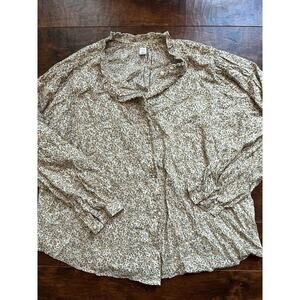 Old Navy NWT Micro Floral Print Button Down Womens Blouse Size Large
